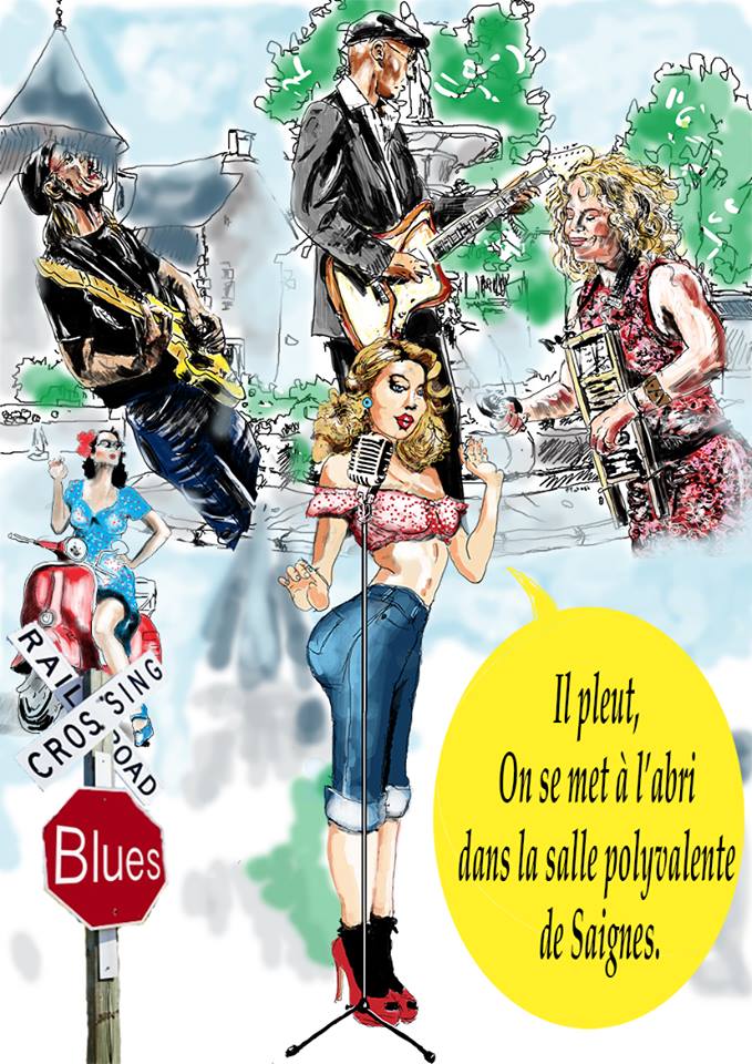 Carrefour du blues en Sumne Artense - Il pleut, on se met  l'abris, dans la salle polyvalente